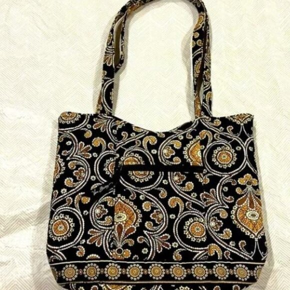 Vera Bradley Handbags - Vera Bradley Handbag Cafe Latte Black Gold Brown Quilted